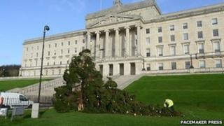 The Christmas tree at Stormont was also damaged by early December's strong winds