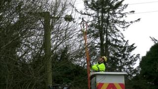 Man working to restore electricity
