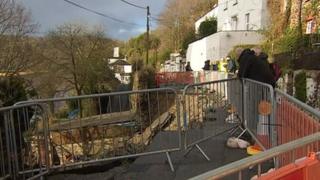 Calstock collapsed road