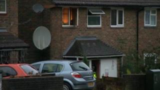 Fire in house at explosion scene