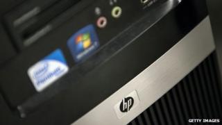 HP logo on computer