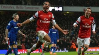 Theo Walcott celebrates