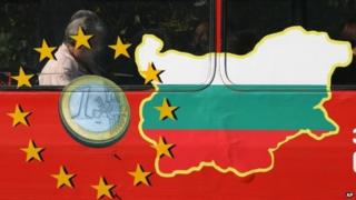 Bus with Bulgaria flag