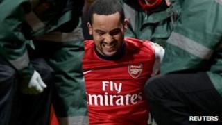 An injured Theo Walcott on Saturday