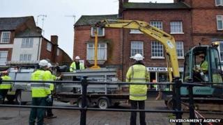 Flood defences in Bewdley