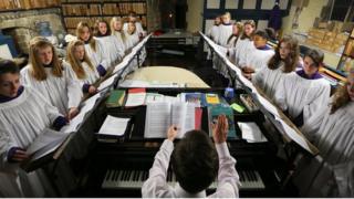 Girl's choir rehearsal at Canterbury Cathedral