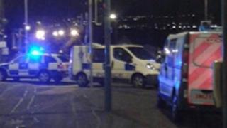 Emergency services at scene of fire