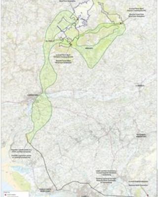 Brechfa Forest preferred route corridors map