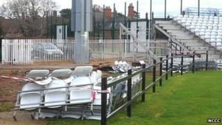 Temporary stands being demolished at Northamptonshire County Cricket Club