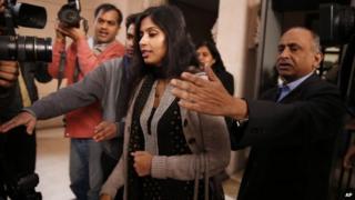 Indian diplomat Devyani Khobragade meets reporters in Delhi, 11 January 2014