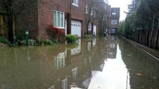 Flooded homes in Old Windsor