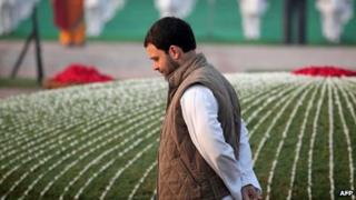 In this photograph taken on November 14, 2013, Congress Party Vice-President Rahul Gandhi walks as he pays his respects at Shantivana memorial for first Indian Prime Minister and his great grandfather Jawahar Lal Nehru in New Delhi.