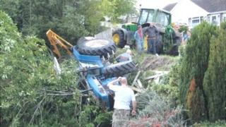 Tractor overturned