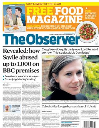 Observer front page 19/1/14