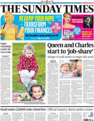 Sunday Times front page 19/1/14