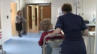 An elderly patient is taken to the assessment unit
