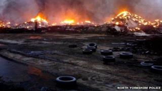 Tyre fire at Sherburn-in-Elmet