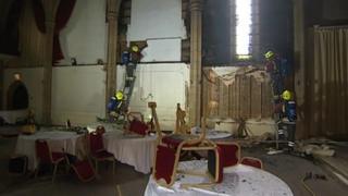 Firefighters in the Alverton Great Hall