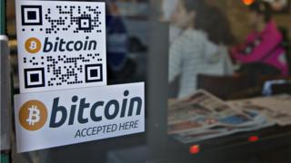Sign advertising Bitcoin