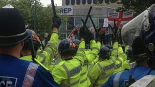 EDL and police, Birmingham demo 2013