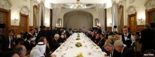 Lunch during a break in the Geneva II peace talks in Montreux on 22 January 2014