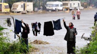 Roma camp in Villeneuve d'Ascq in northern France (file picture)