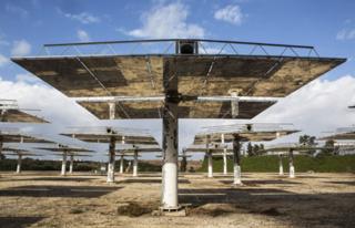 Mirrors used by Israeli start-up NewCO2fuel at the Weizmann Institute of Science, near Tel Aviv