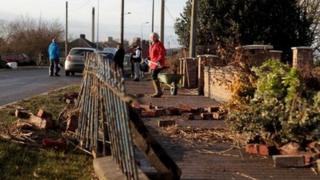 Residents at North Ferriby clear up after the tidal surge