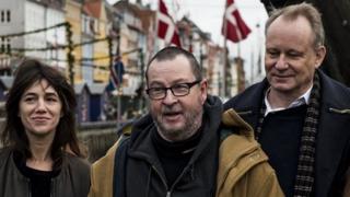 Lars von Trier (centre) with Charlotte Gainsbourg and Stellan Skarsgard