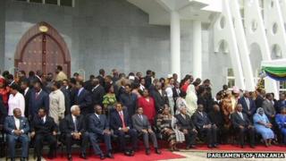 MPs outside parliament in Tanzania - archive shot