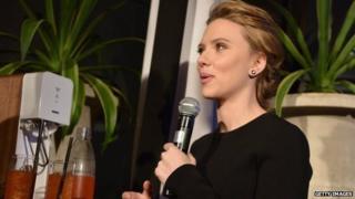 Actress Scarlett Johansson speaks at a press conference announcing her new role as spokesperson for SodaStream on January 10, 2014.
