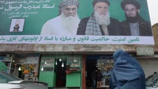 An election poster for Abdul Rasul Sayyaf in Kabul, 2 Feb