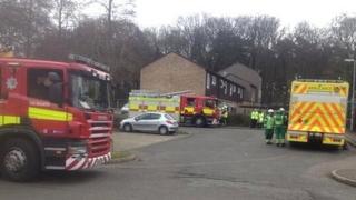 Fire crews at the site of the leak