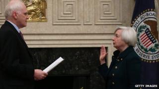Janet Yellen swearing the oath