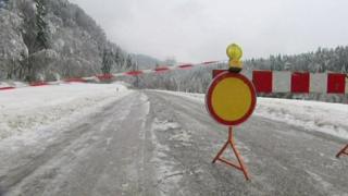 A road closed in Slovenia
