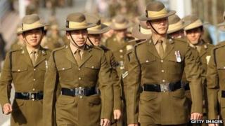 The Queen's Gurkha Engineers on parade on February 24, 2011.