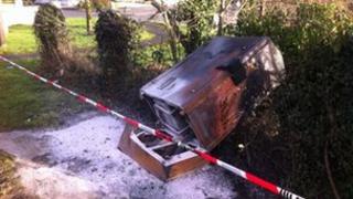 Network cable distribution boxes were destroyed in the petrol bomb attack