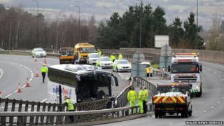 bus crash M4 Newport