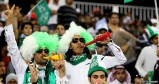 Saudi Arabian fans at a match against Iraq in January 2013