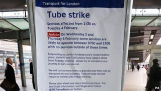 Tube strike notice
