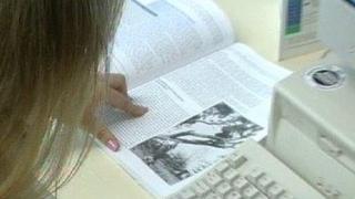 student reading