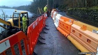 Barriers on a road