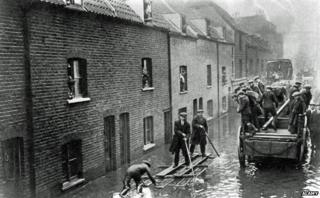 Flooded houses