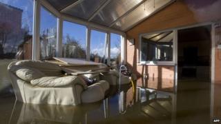 Flooded conservatory in Moorland near Taunton