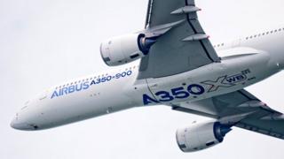 The Airbus A350 XWB development aircraft MSN3 at the Singapore airshow, Feb 2014