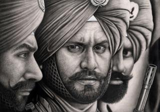 Singh Tattal's drawing of Sikh Soldiers