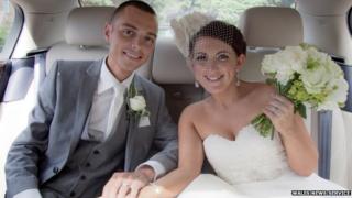 Chris Price and wife Ceri on their wedding day