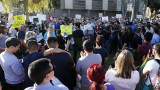 Protesters at the Arizona state capitol in Phoenix on 21 February 2014