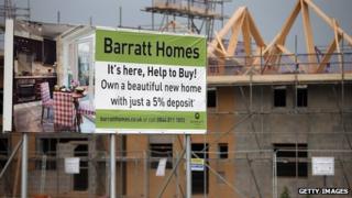 Barratt Development housing and Help to Buy sign