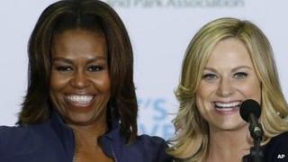 Michelle Obama and Amy Poehler